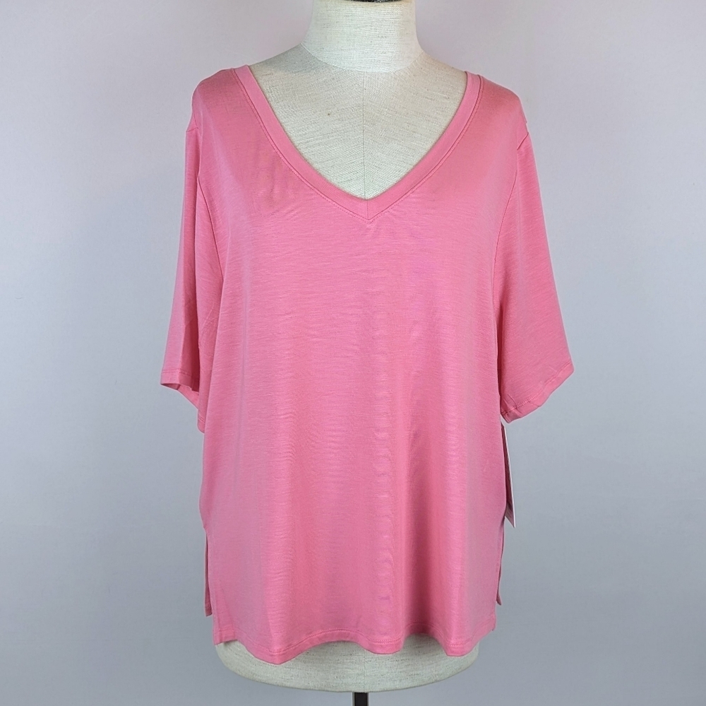 Athleta Nighttime Bliss Sleep Lounge T Short Sleeve Relaxed Fit Hot Pink XL NWT - Picture 2 of 13